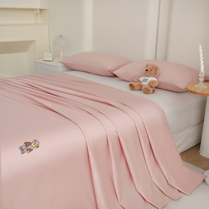 泰迪爱兰Teddy ISLAND  2026新款全棉40S单品刺绣床单 微花粉