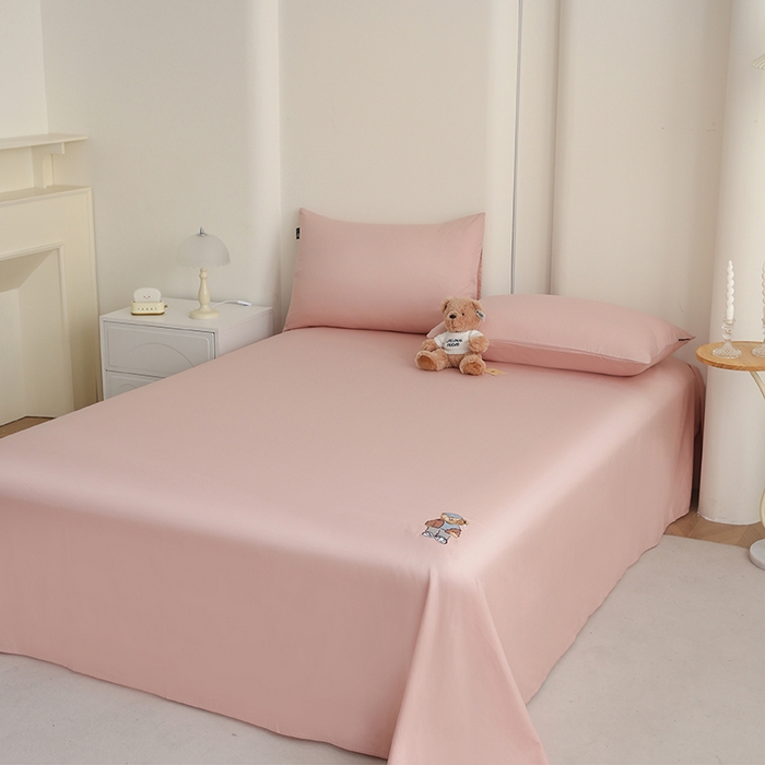 91家纺网 家纺一手货源 找家纺 泰迪爱兰Teddy ISLAND  2026新款全棉40S单品刺绣床单 微花粉