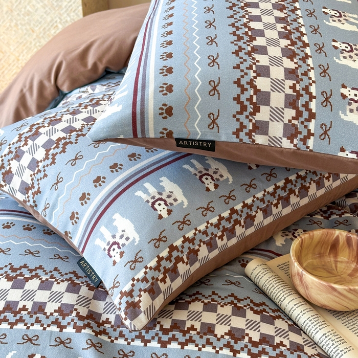 91家纺网 家纺一手货源 找家纺 寐居家纺 2025新款A类全棉纯棉磨毛印花四件套 摩卡