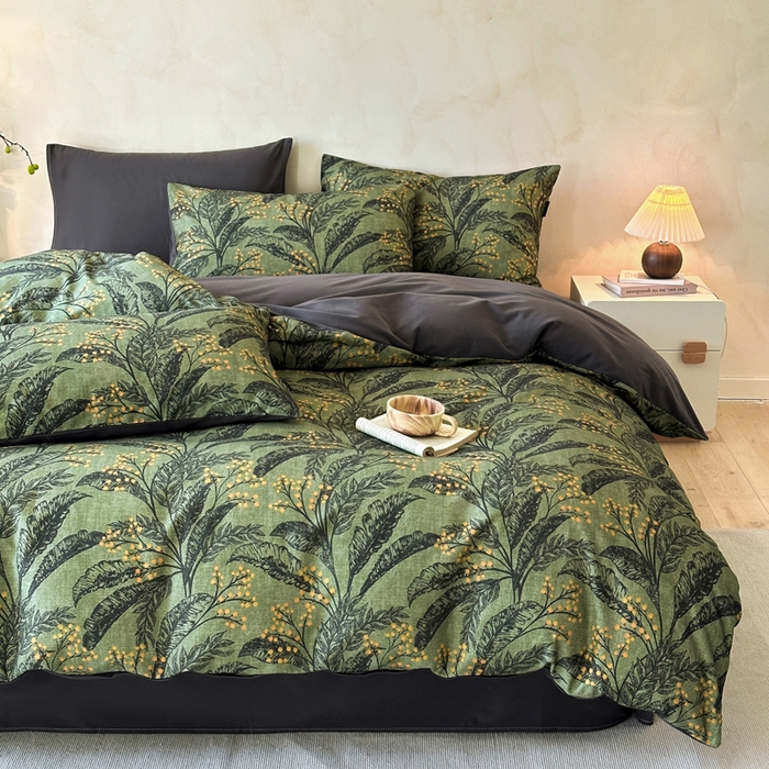 91家纺网 家纺一手货源 找家纺 寐居家纺 2025新款A类全棉纯棉磨毛印花四件套 青枝