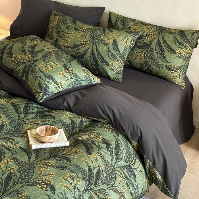 91家纺网 家纺一手货源 找家纺 寐居家纺 2025新款A类全棉纯棉磨毛印花四件套 青枝