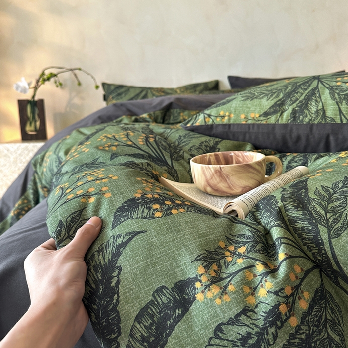 91家纺网 家纺一手货源 找家纺 寐居家纺 2025新款A类全棉纯棉磨毛印花四件套 青枝