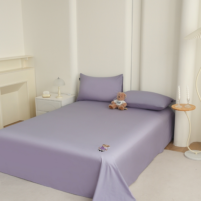 91家纺网 家纺一手货源 找家纺 泰迪爱兰Teddy ISLAND  2026新款全棉40S单品刺绣床单 香芋紫