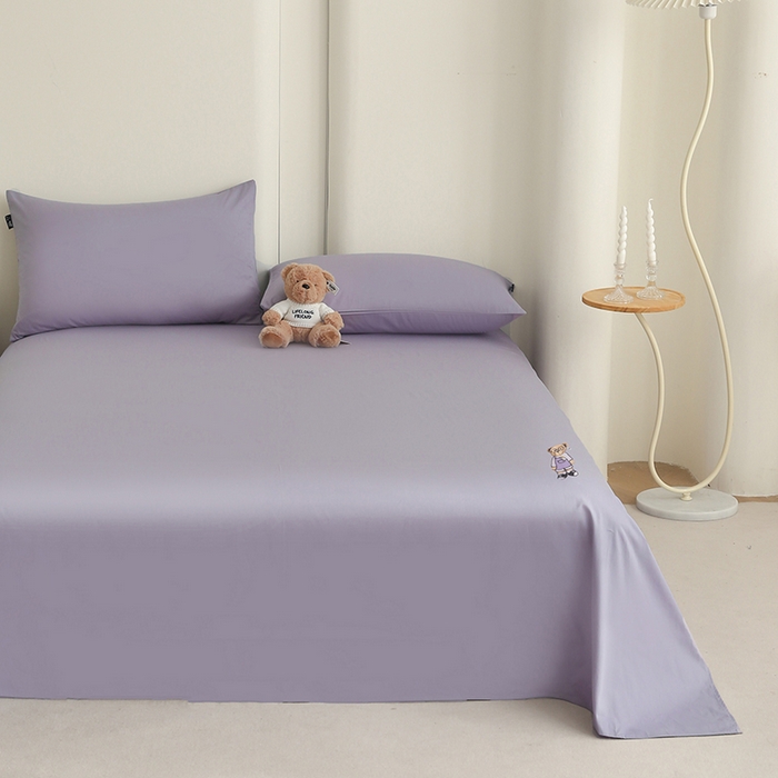 91家纺网 家纺一手货源 找家纺 泰迪爱兰Teddy ISLAND  2026新款全棉40S单品刺绣床单 香芋紫