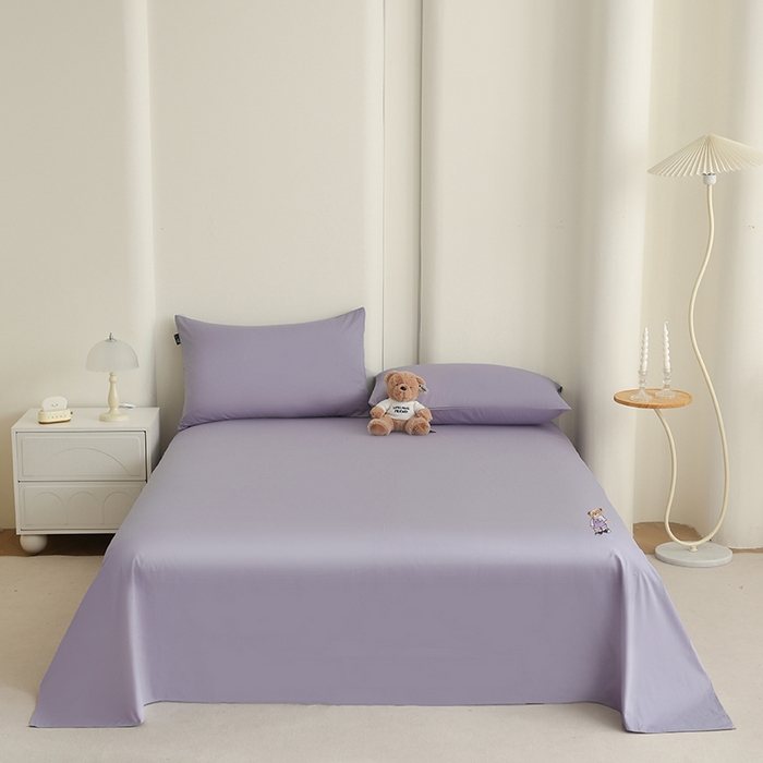 91家纺网 家纺一手货源 找家纺 泰迪爱兰Teddy ISLAND  2026新款全棉40S单品刺绣床单 香芋紫