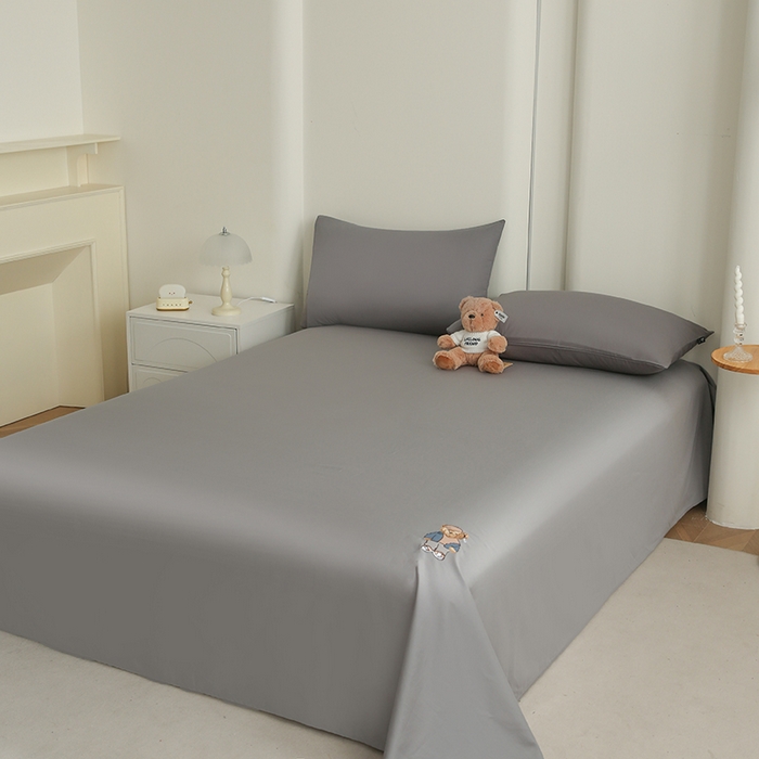 91家纺网 家纺一手货源 找家纺 泰迪爱兰Teddy ISLAND  2026新款全棉40S单品刺绣床单 星河银