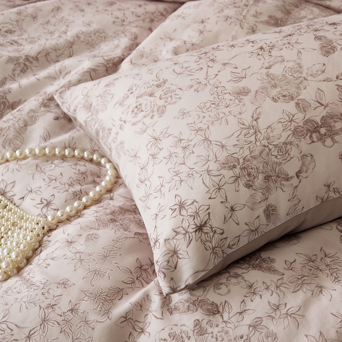 91家纺网 家纺一手货源 找家纺 禾时 2025新款全棉纯棉双层纱印花四件套-暗合 逆时光-粉