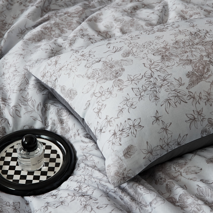 91家纺网 家纺一手货源 找家纺 禾时 2025新款全棉纯棉双层纱印花四件套-暗合 逆时光-蓝