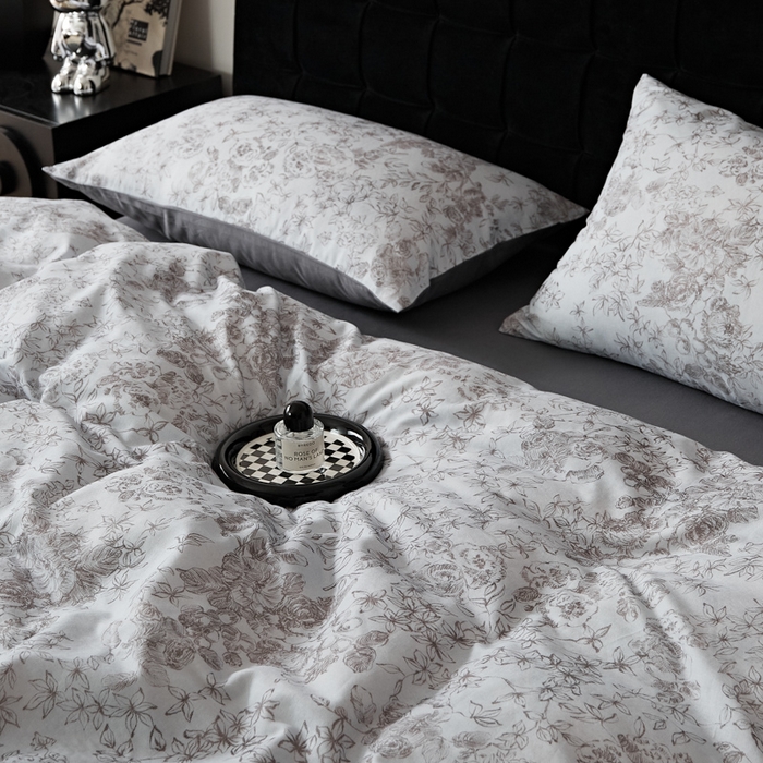 91家纺网 家纺一手货源 找家纺 禾时 2025新款全棉纯棉双层纱印花四件套-暗合 逆时光-蓝