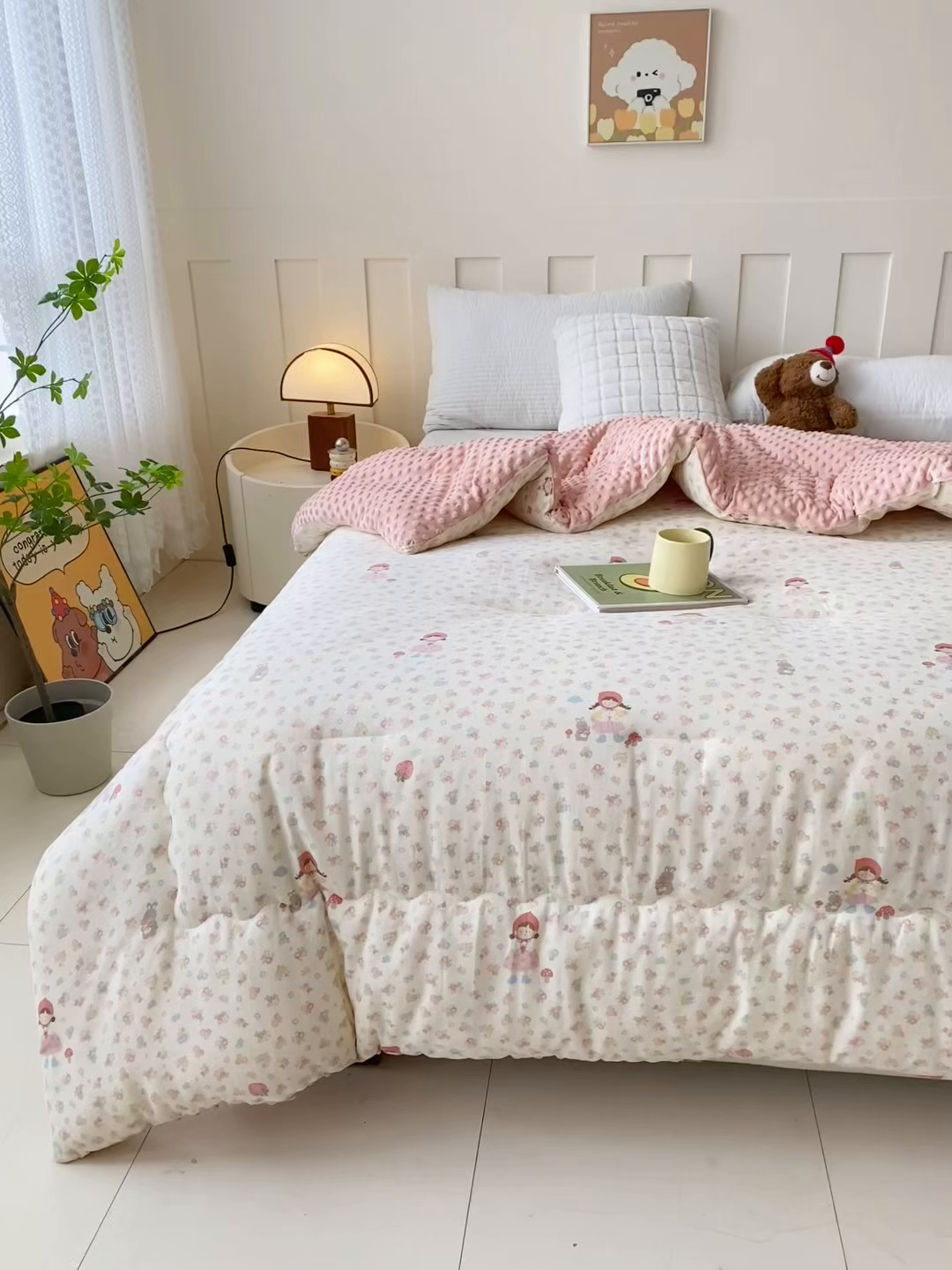 91家纺网 家纺一手货源 找家纺 小叮当家纺仓储工厂店 2025新款A类母婴级全棉双层纱婴儿绒210g豆豆被20%大豆纤维单人双人被芯 蜜桃小姐