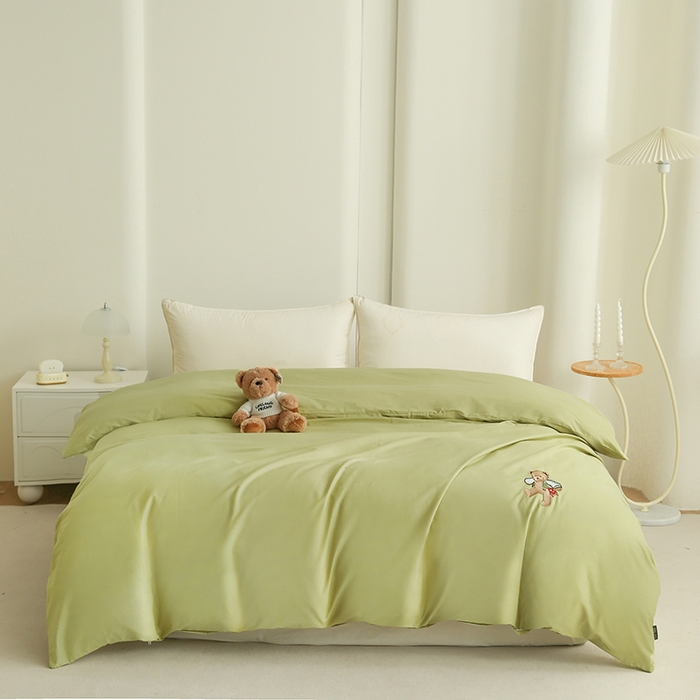 91家纺网 家纺一手货源 找家纺 泰迪爱兰Teddy ISLAND  2026新款全棉40S单品刺绣被套 果绿