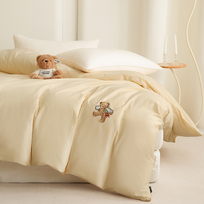 91家纺网 家纺一手货源 找家纺 泰迪爱兰Teddy ISLAND  2026新款全棉40S单品刺绣被套 奶昔白