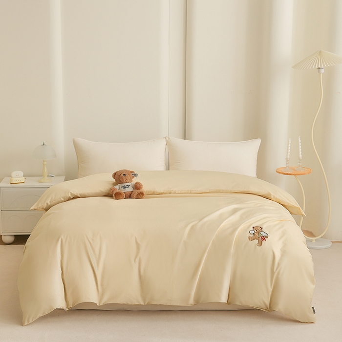 91家纺网 家纺一手货源 找家纺 泰迪爱兰Teddy ISLAND  2026新款全棉40S单品刺绣被套 奶昔白