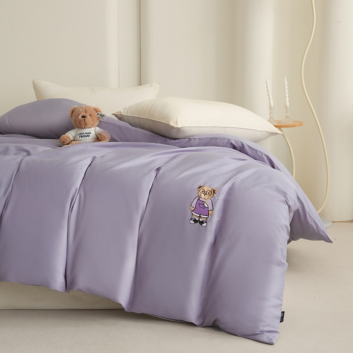 91家纺网 家纺一手货源 找家纺 泰迪爱兰Teddy ISLAND  2026新款全棉40S单品刺绣被套 香芋紫