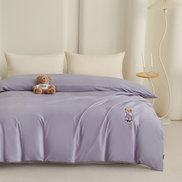 91家纺网 家纺一手货源 找家纺 泰迪爱兰Teddy ISLAND  2026新款全棉40S单品刺绣被套 香芋紫