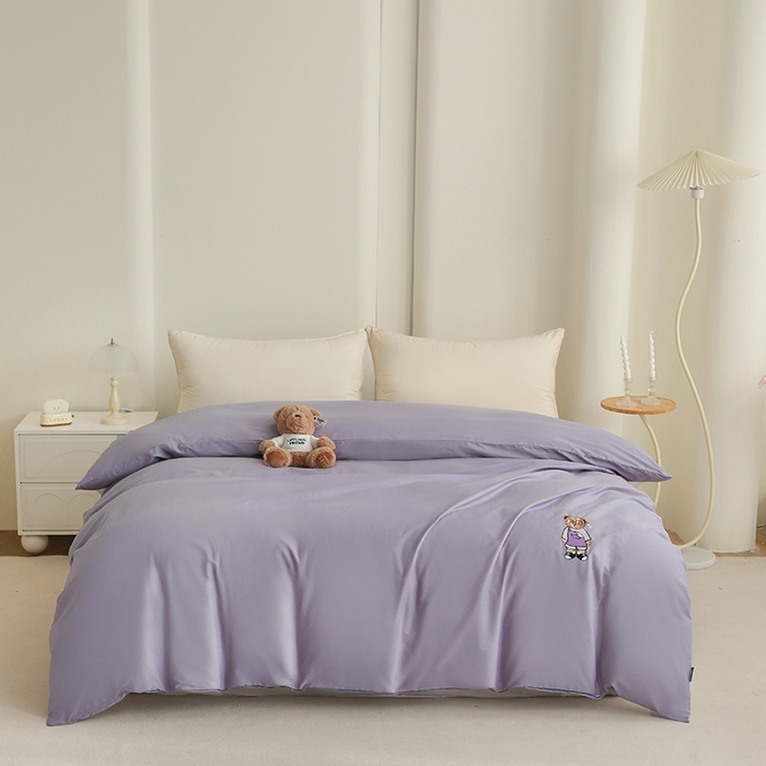 91家纺网 家纺一手货源 找家纺 泰迪爱兰Teddy ISLAND  2026新款全棉40S单品刺绣被套 香芋紫