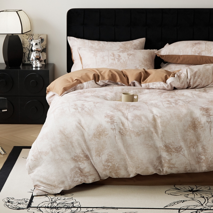 禾时 2025新款全棉纯棉双层纱印花四件套-暗合 叁森-米