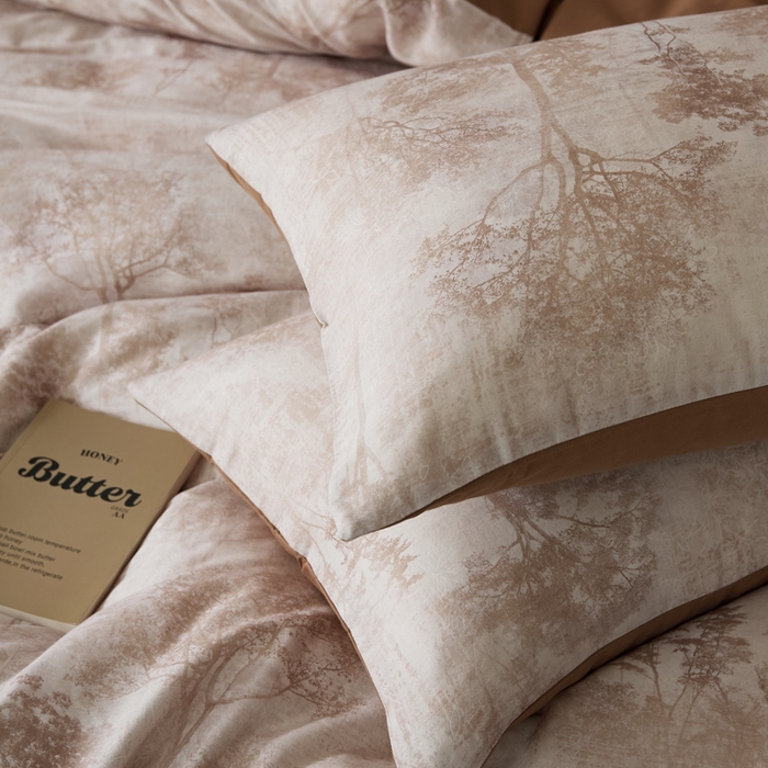 91家纺网 家纺一手货源 找家纺 禾时 2025新款全棉纯棉双层纱印花四件套-暗合 叁森-米