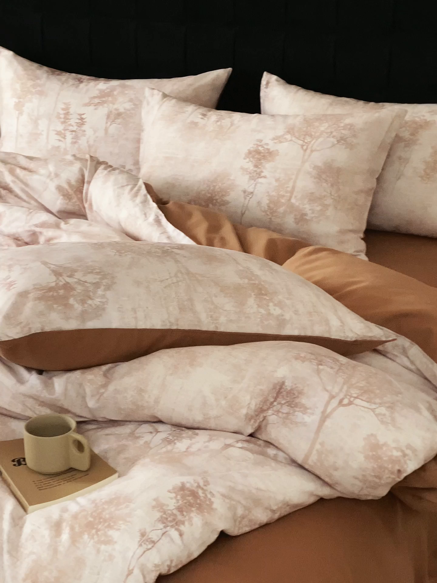 91家纺网 家纺一手货源 找家纺 禾时 2025新款全棉纯棉双层纱印花四件套-暗合 叁森-米