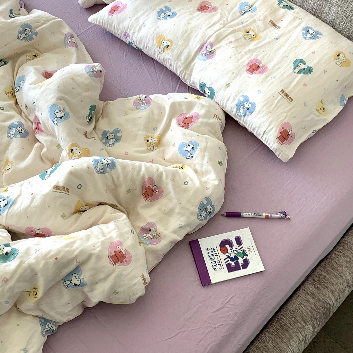 91家纺网 家纺一手货源 找家纺 （总）源启生活 2025新款正版史努比系列全棉纯棉双层纱四件套