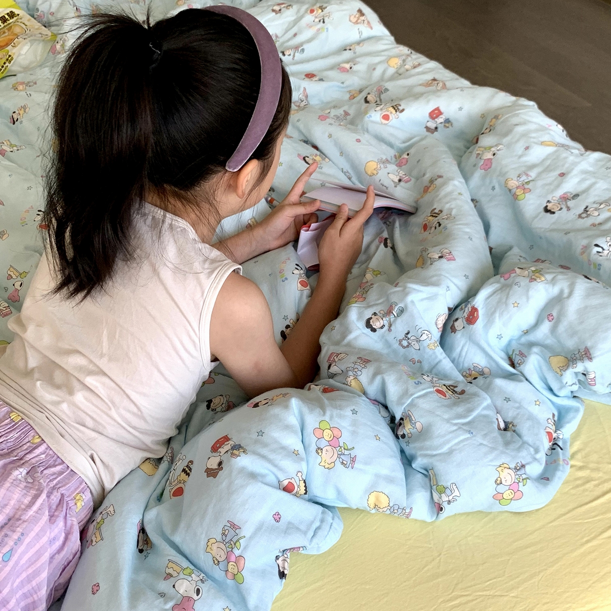 91家纺网 家纺一手货源 找家纺 源启生活 2025新款正版史努比系列全棉纯棉双层纱四件套 顽皮史努比