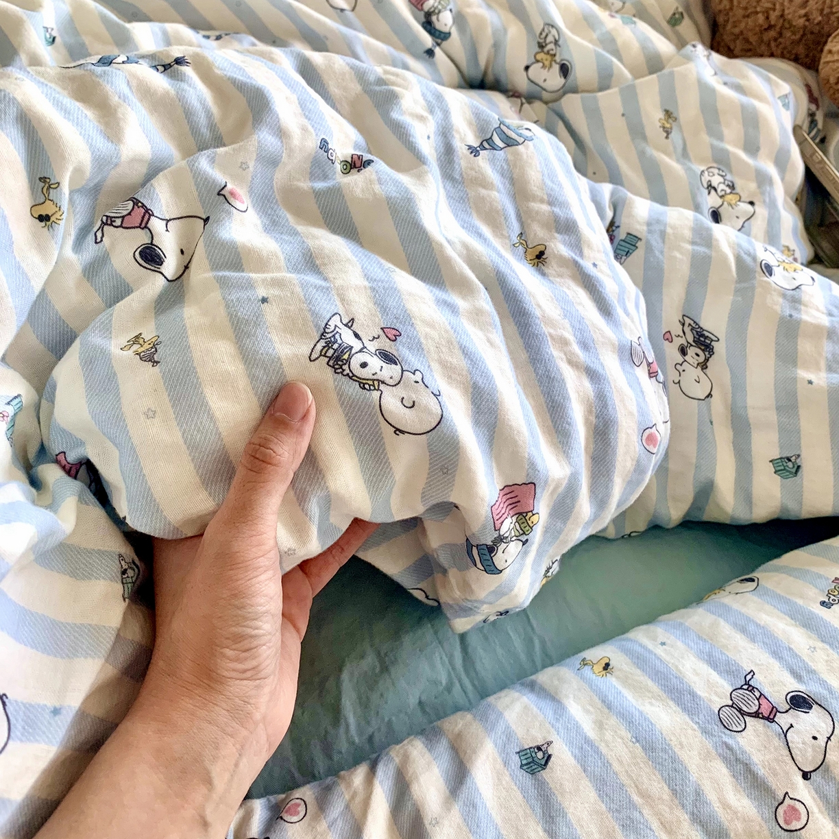 91家纺网 家纺一手货源 找家纺 （总）源启生活 2025新款正版史努比系列全棉纯棉双层纱四件套