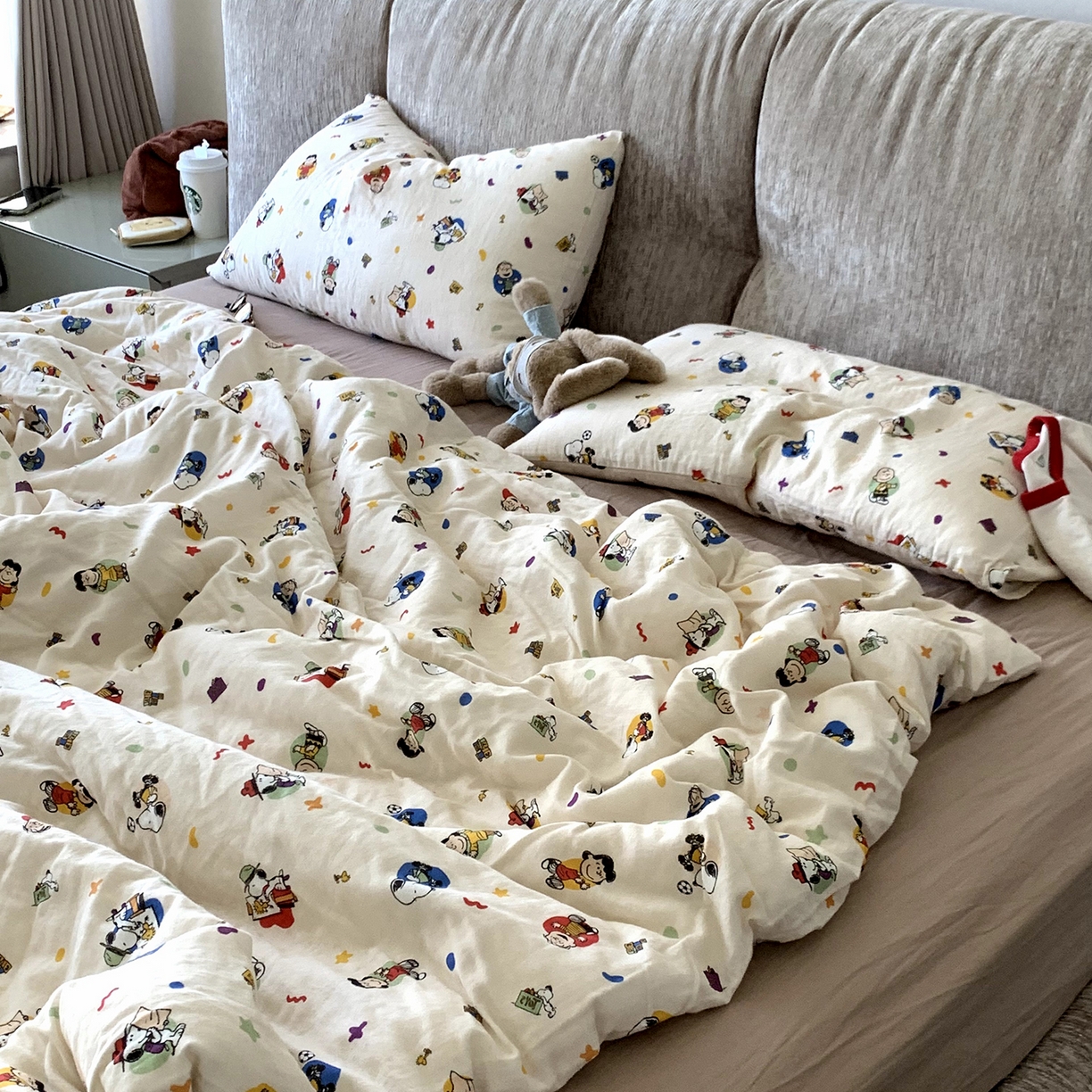 源启生活 2025新款正版史努比系列全棉纯棉双层纱四件套 星星史努比