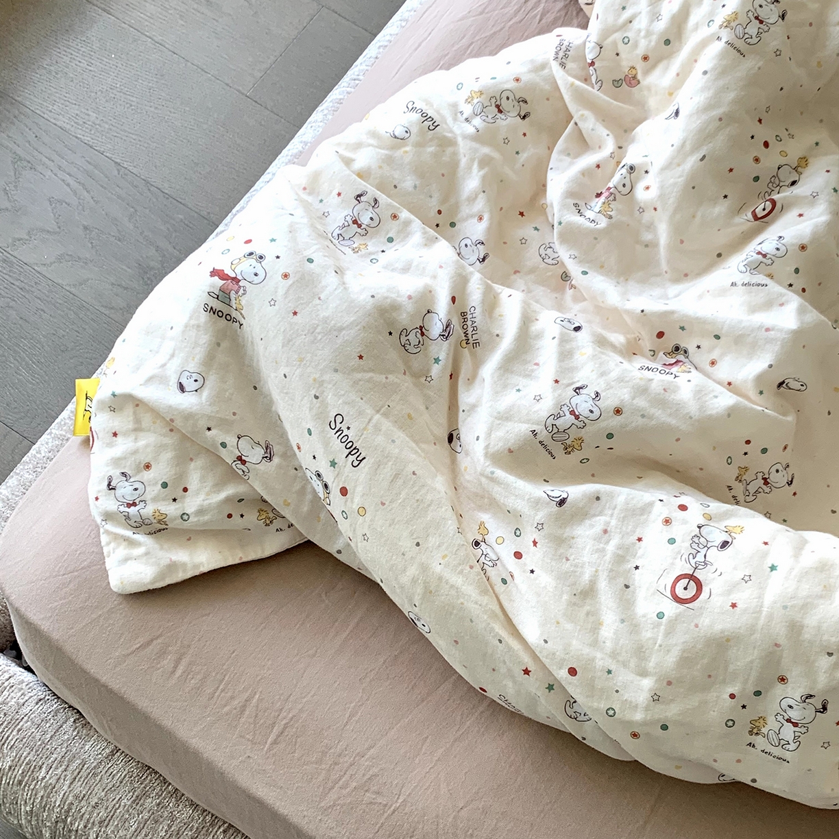 91家纺网 家纺一手货源 找家纺 源启生活 2025新款正版史努比系列全棉纯棉双层纱四件套 晚安史努比