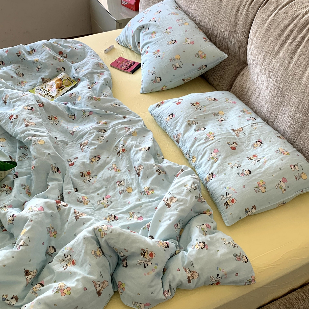 91家纺网 家纺一手货源 找家纺 （总）源启生活 2025新款正版史努比系列全棉纯棉双层纱四件套