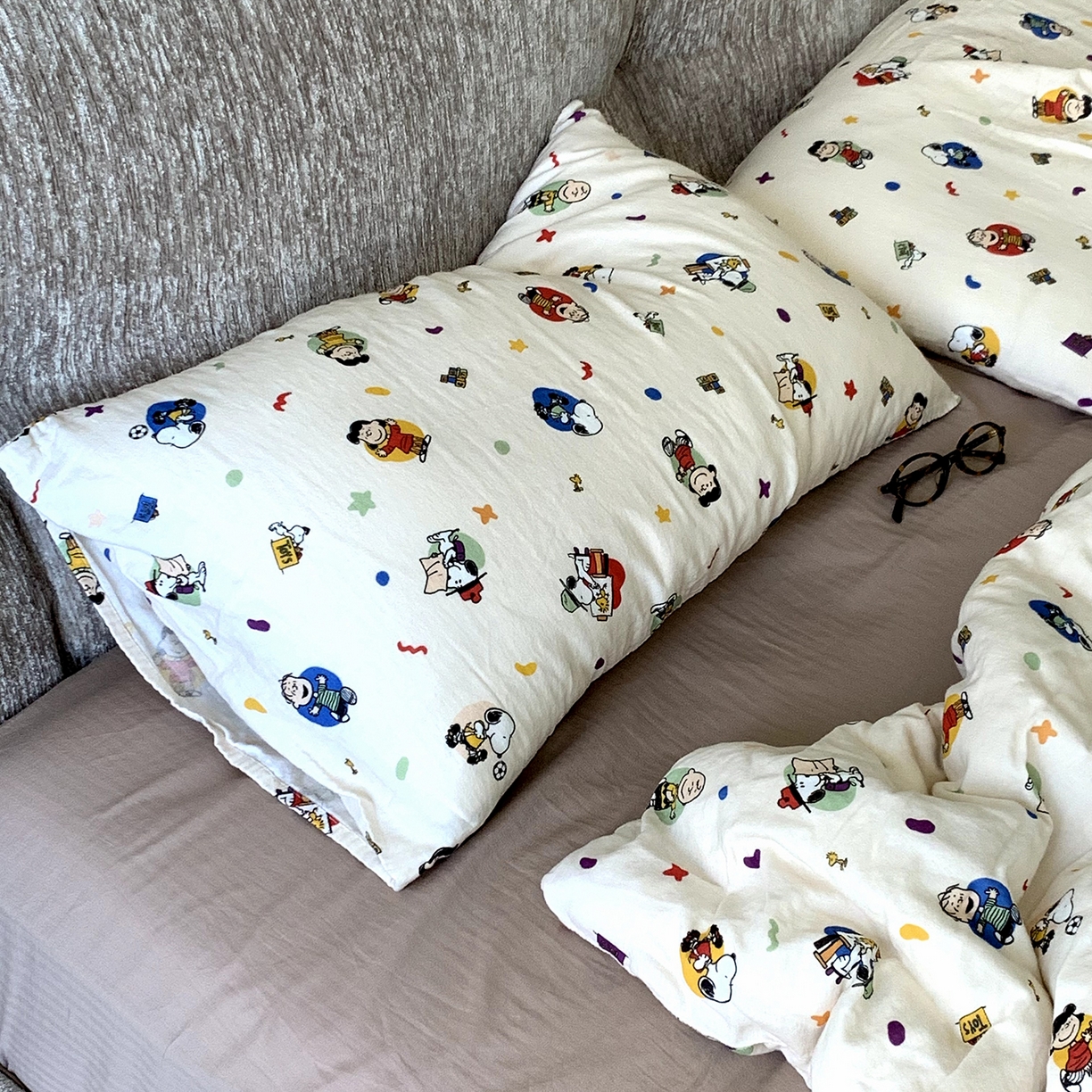 91家纺网 家纺一手货源 找家纺 源启生活 2025新款正版史努比系列全棉纯棉双层纱四件套 星星史努比