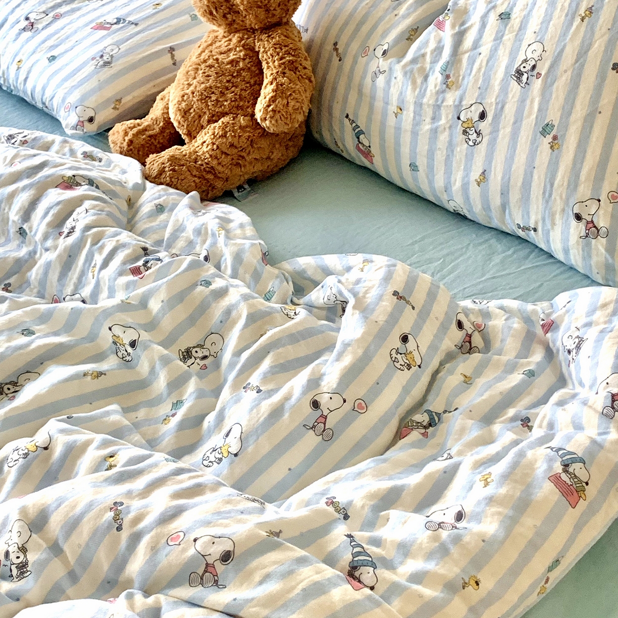 91家纺网 家纺一手货源 找家纺 （总）源启生活 2025新款正版史努比系列全棉纯棉双层纱四件套