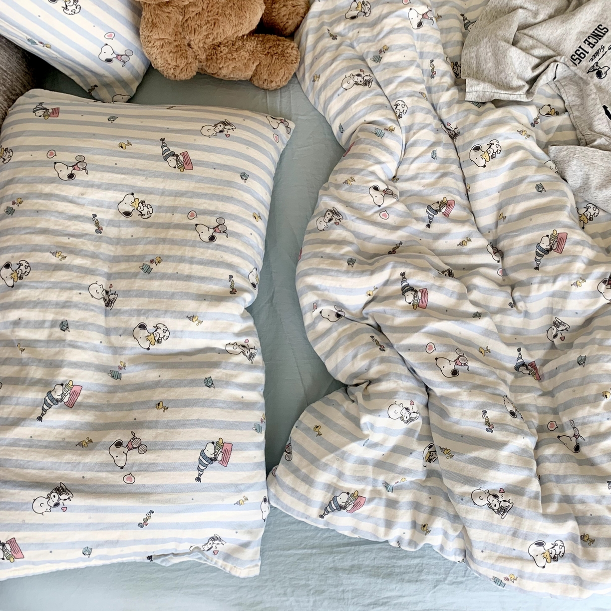 91家纺网 家纺一手货源 找家纺 源启生活 2025新款正版史努比系列全棉纯棉双层纱四件套 呆萌史努比