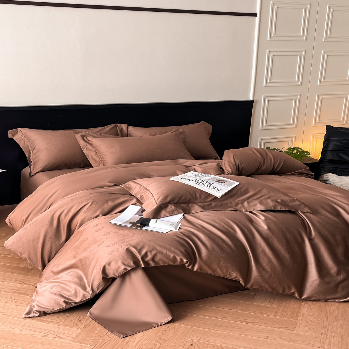 91家纺网 家纺一手货源 找家纺 群鹿家访 25年新款长绒棉简约款四件套 艾琳娜