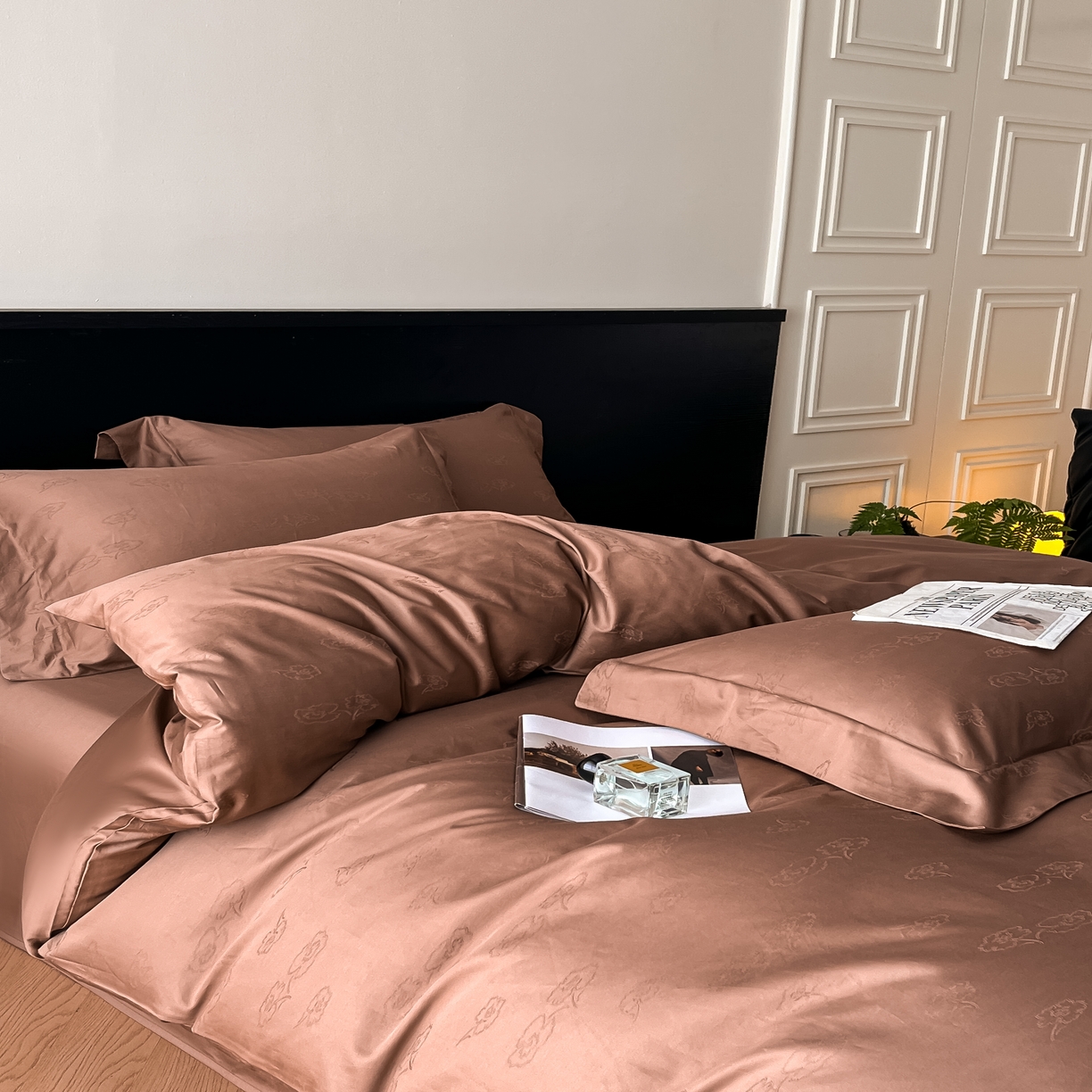 91家纺网 家纺一手货源 找家纺 群鹿家访 25年新款长绒棉简约款四件套 艾琳娜