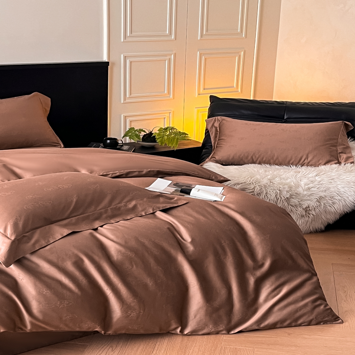 91家纺网 家纺一手货源 找家纺 群鹿家访 25年新款长绒棉简约款四件套 艾琳娜