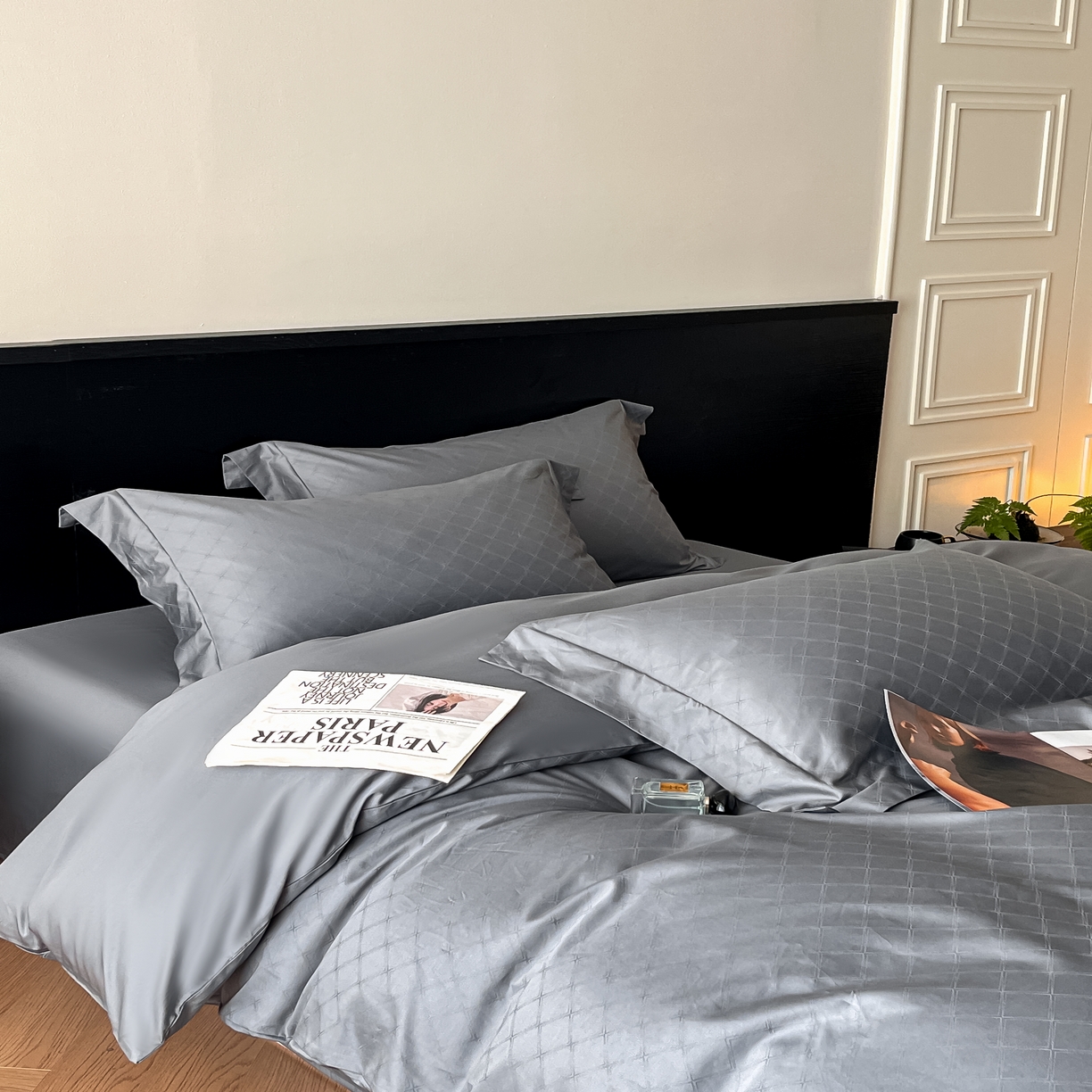 91家纺网 家纺一手货源 找家纺 群鹿家访 25年新款长绒棉简约款四件套 布拉格