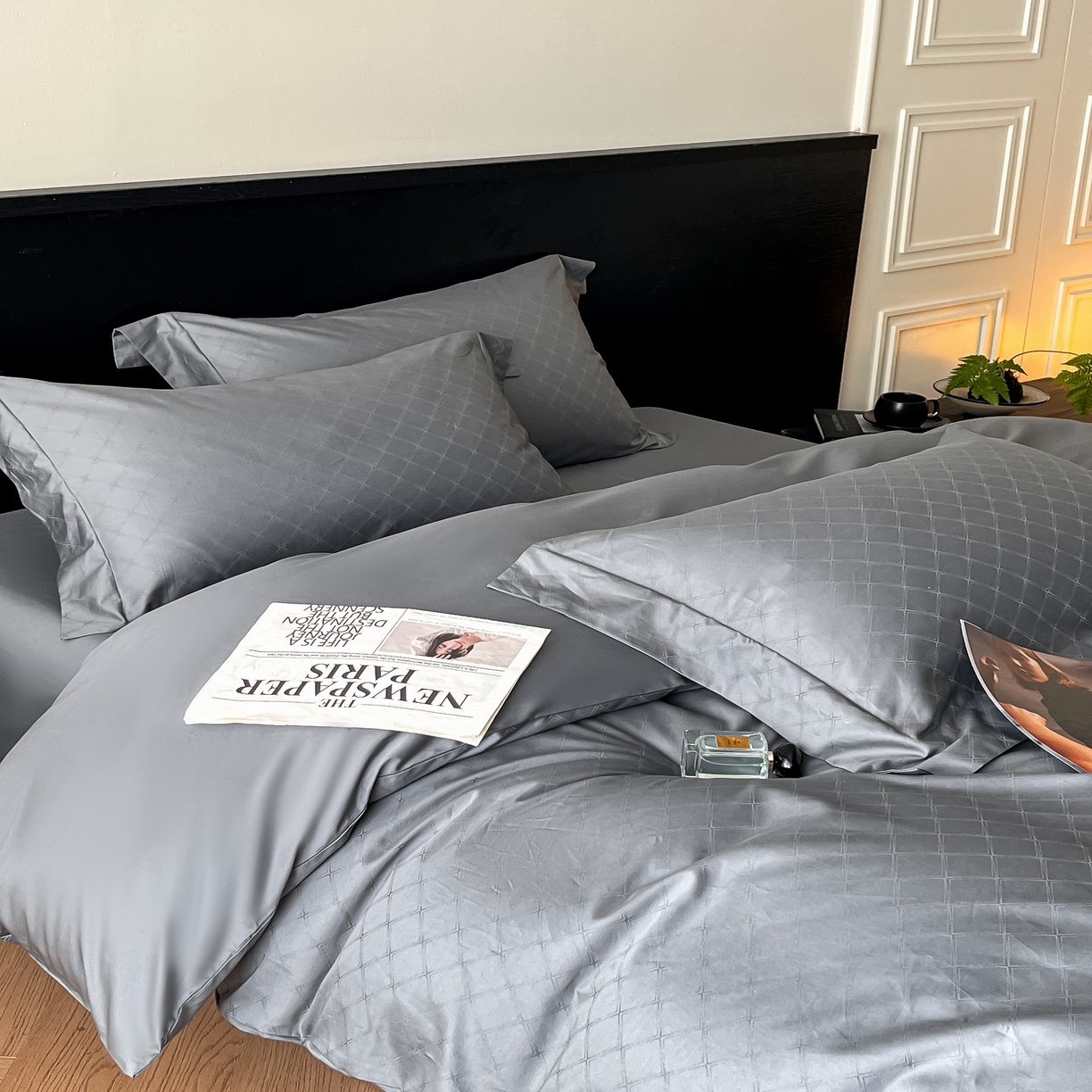 91家纺网 家纺一手货源 找家纺 群鹿家访 25年新款长绒棉简约款四件套 布拉格