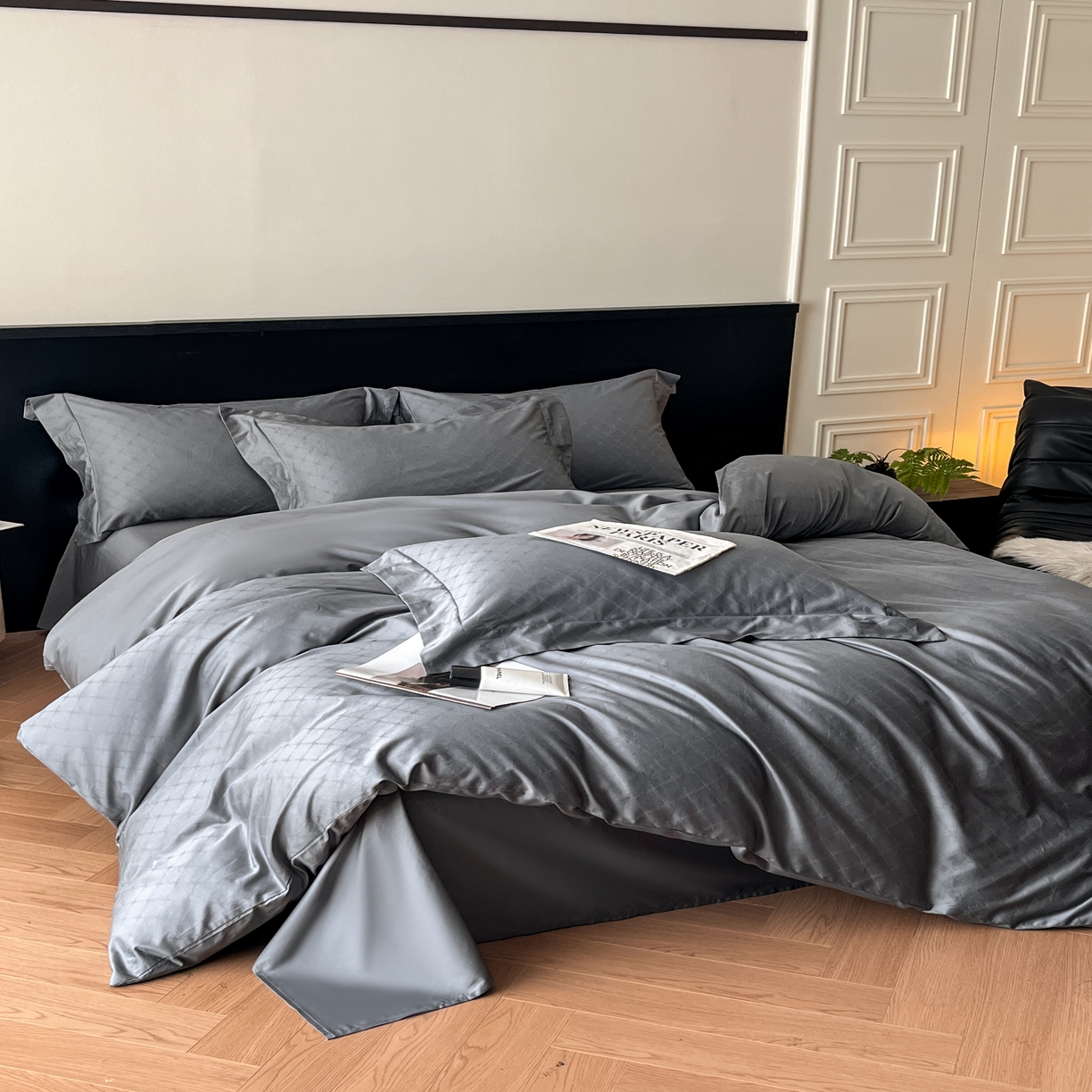 91家纺网 家纺一手货源 找家纺 群鹿家访 25年新款长绒棉简约款四件套 布拉格