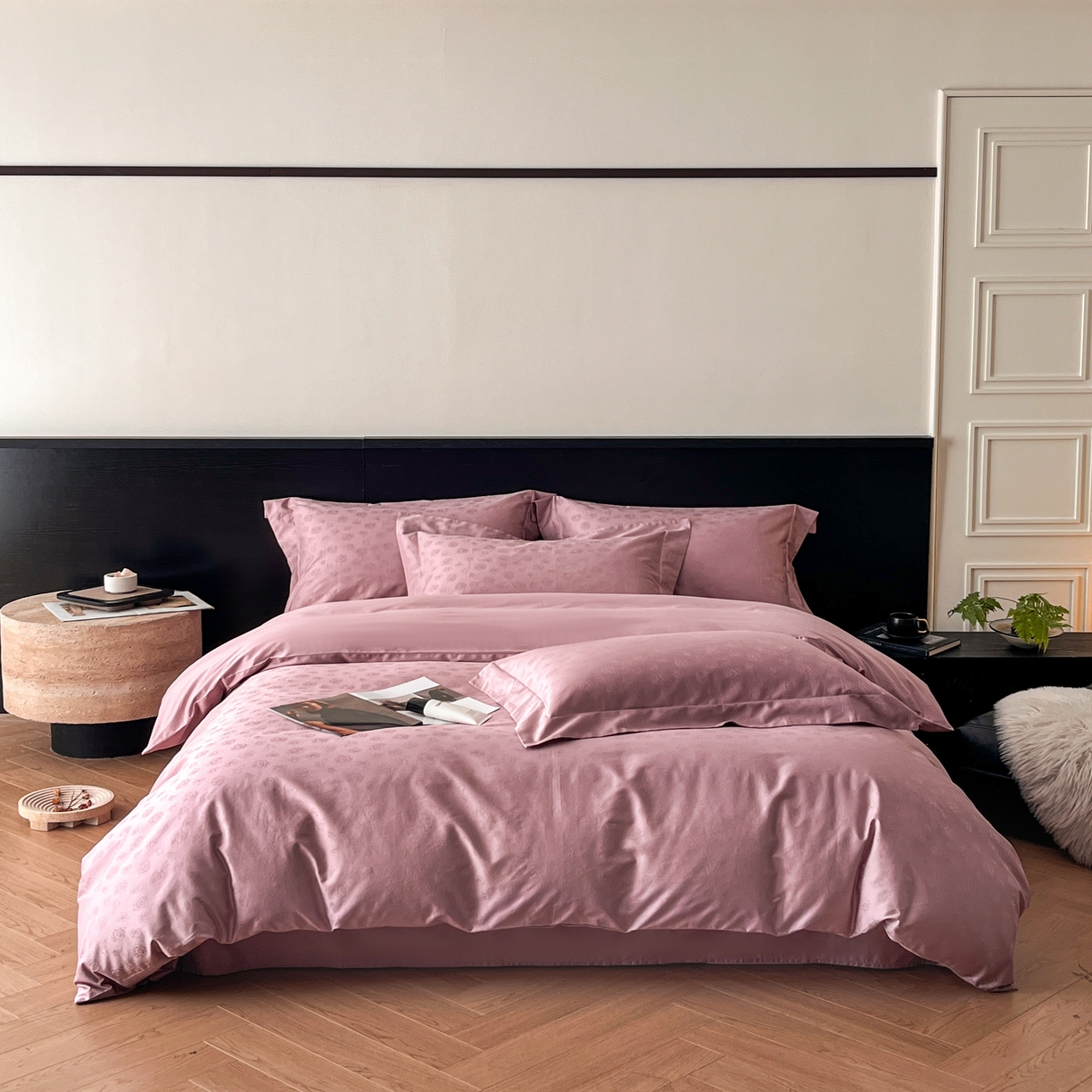 群鹿家访 25年新款长绒棉简约款四件套 繁花