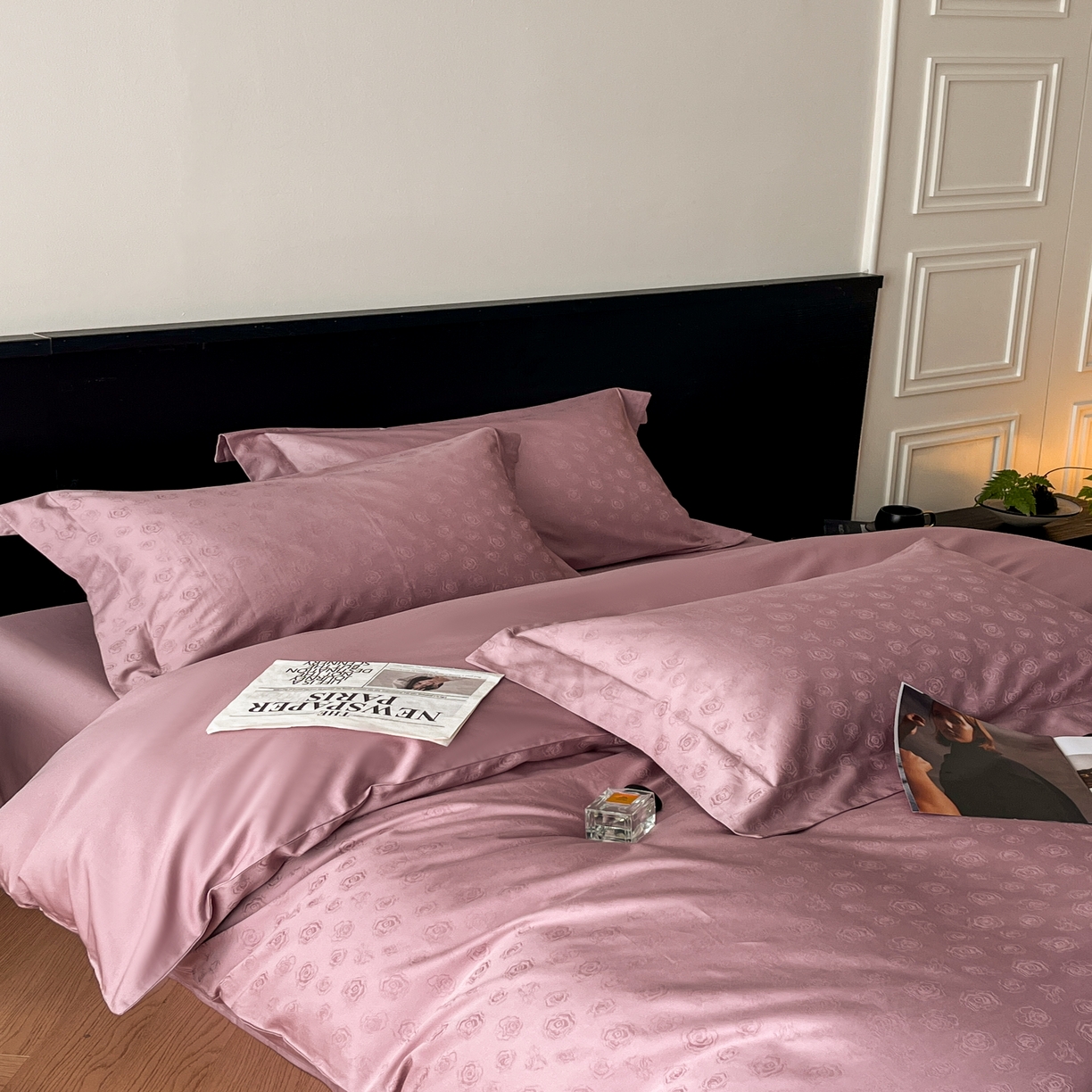 91家纺网 家纺一手货源 找家纺 群鹿家访 25年新款长绒棉简约款四件套 繁花