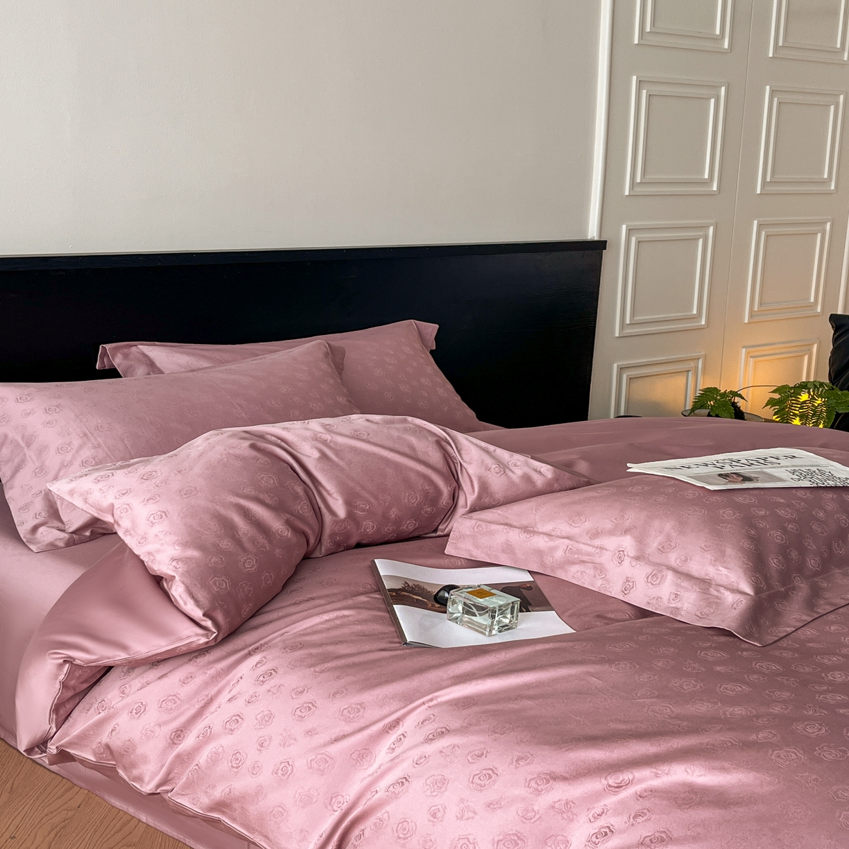 91家纺网 家纺一手货源 找家纺 群鹿家访 25年新款长绒棉简约款四件套 繁花