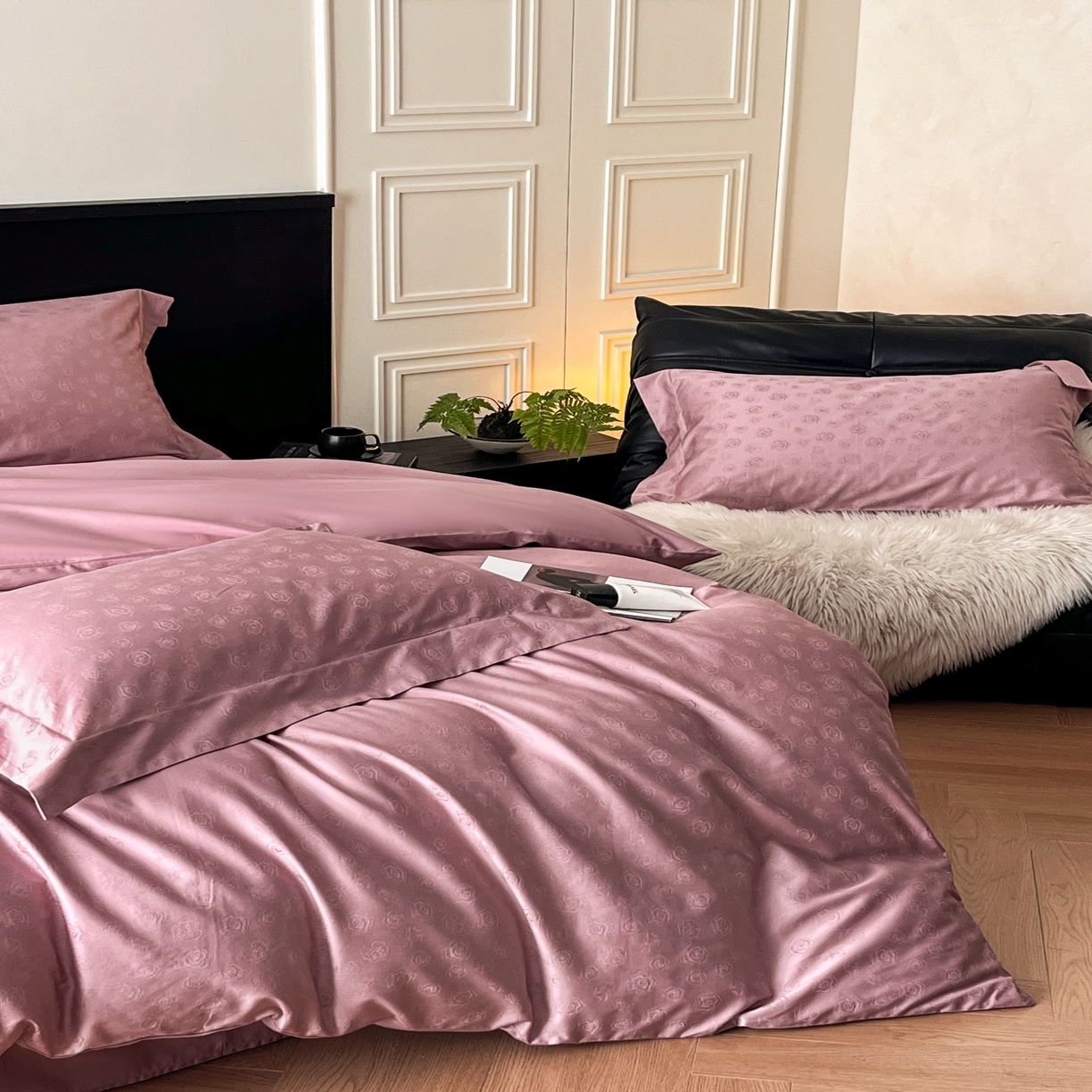 91家纺网 家纺一手货源 找家纺 群鹿家访 25年新款长绒棉简约款四件套 繁花