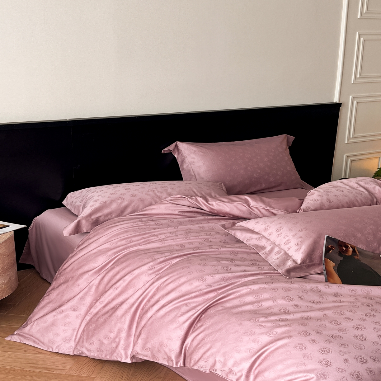 91家纺网 家纺一手货源 找家纺 群鹿家访 25年新款长绒棉简约款四件套 繁花