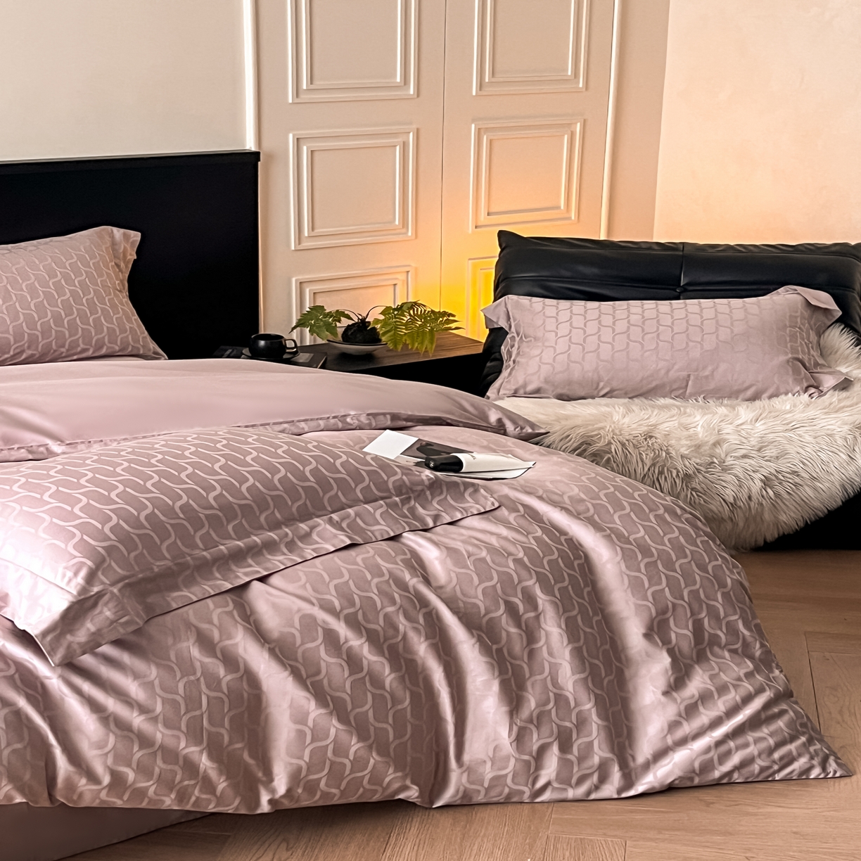 91家纺网 家纺一手货源 找家纺 群鹿家访 25年新款长绒棉简约款四件套 菲林客