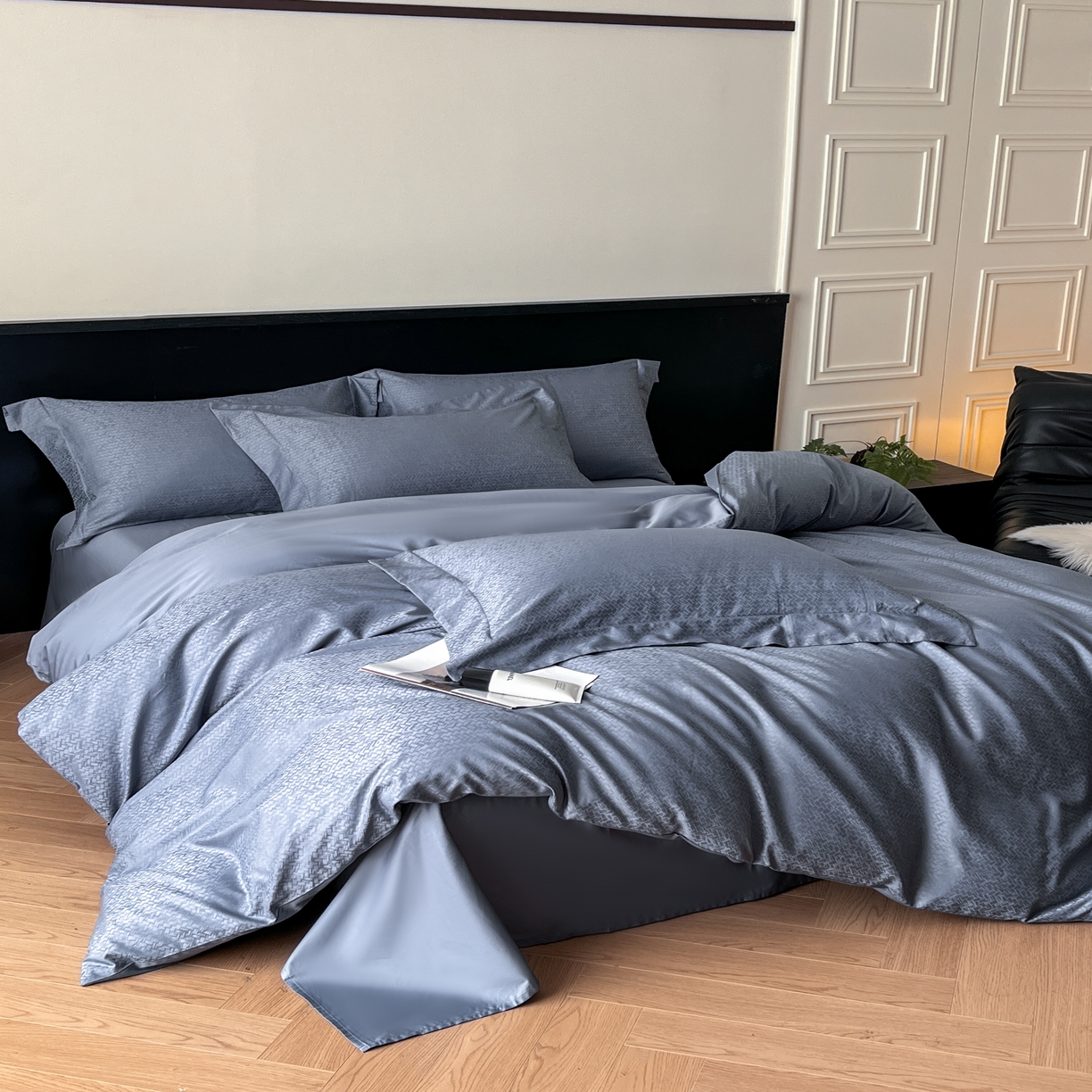 91家纺网 家纺一手货源 找家纺 群鹿家访 25年新款长绒棉简约款四件套 古利