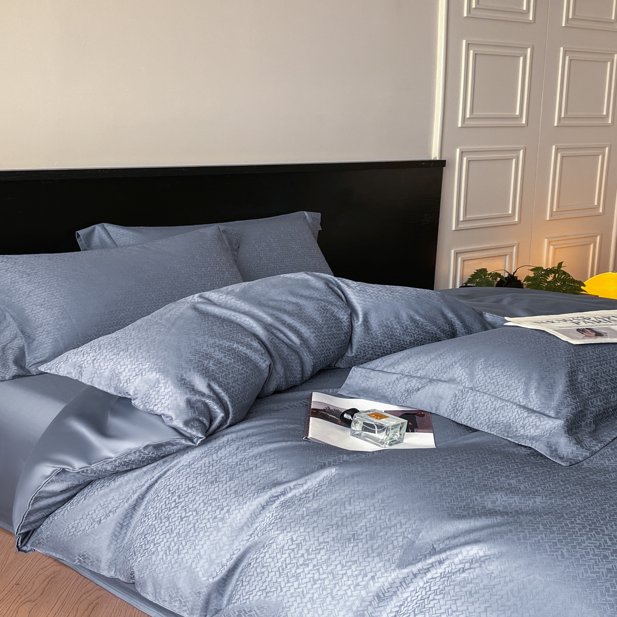 91家纺网 家纺一手货源 找家纺 群鹿家访 25年新款长绒棉简约款四件套 古利