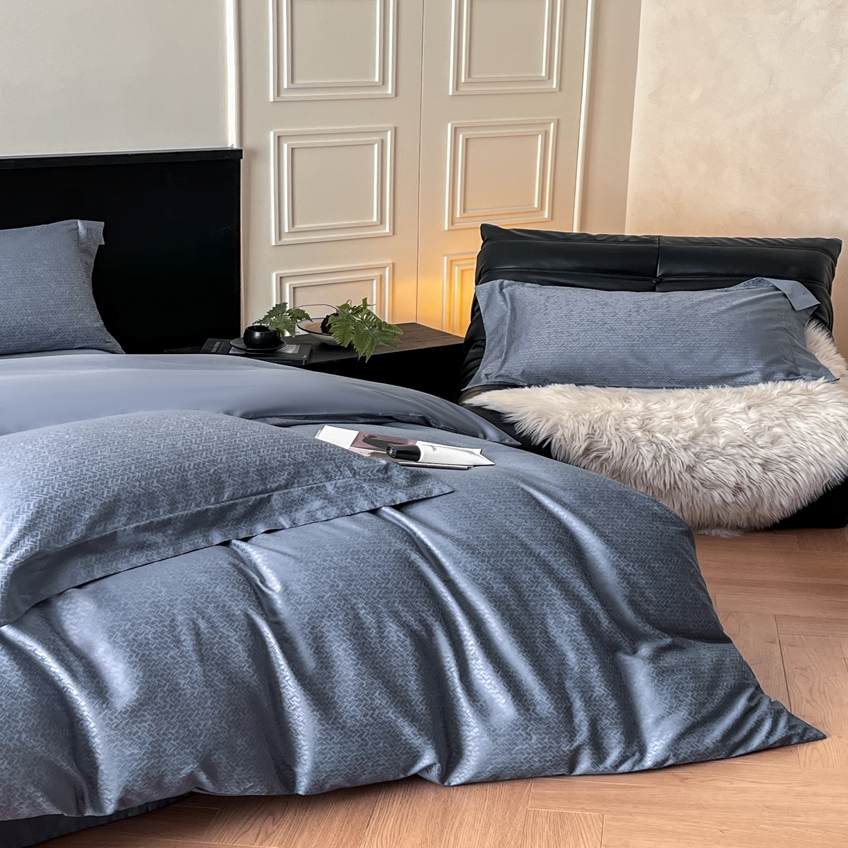 91家纺网 家纺一手货源 找家纺 群鹿家访 25年新款长绒棉简约款四件套 古利