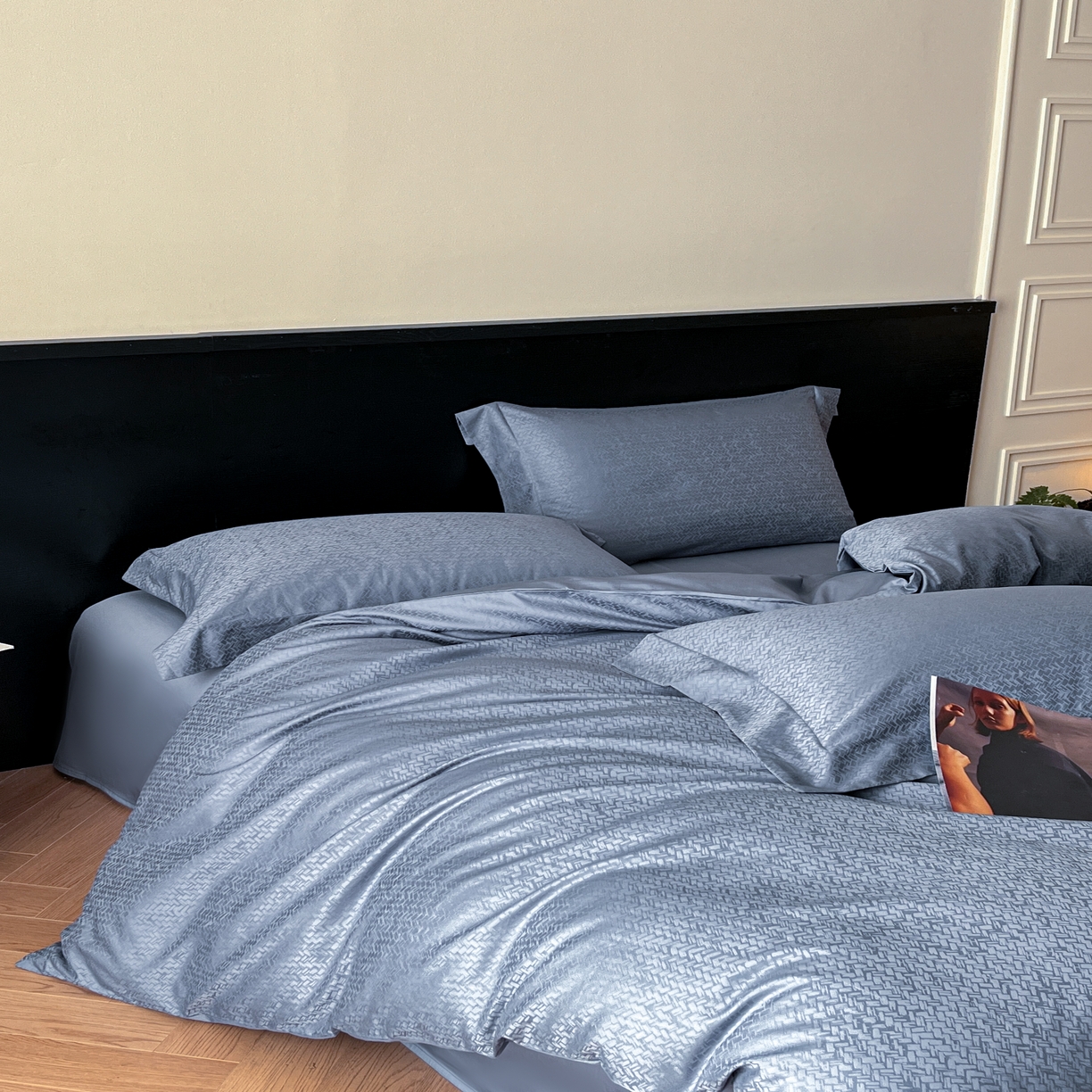 91家纺网 家纺一手货源 找家纺 群鹿家访 25年新款长绒棉简约款四件套 古利