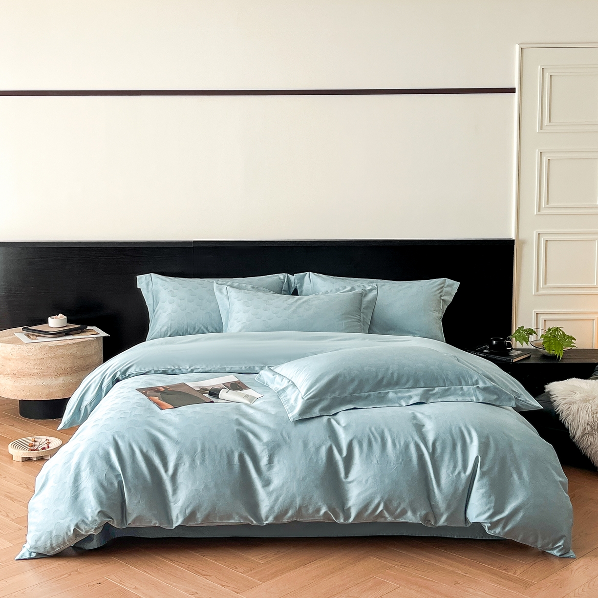 群鹿家访 25年新款长绒棉简约款四件套 欢乐颂