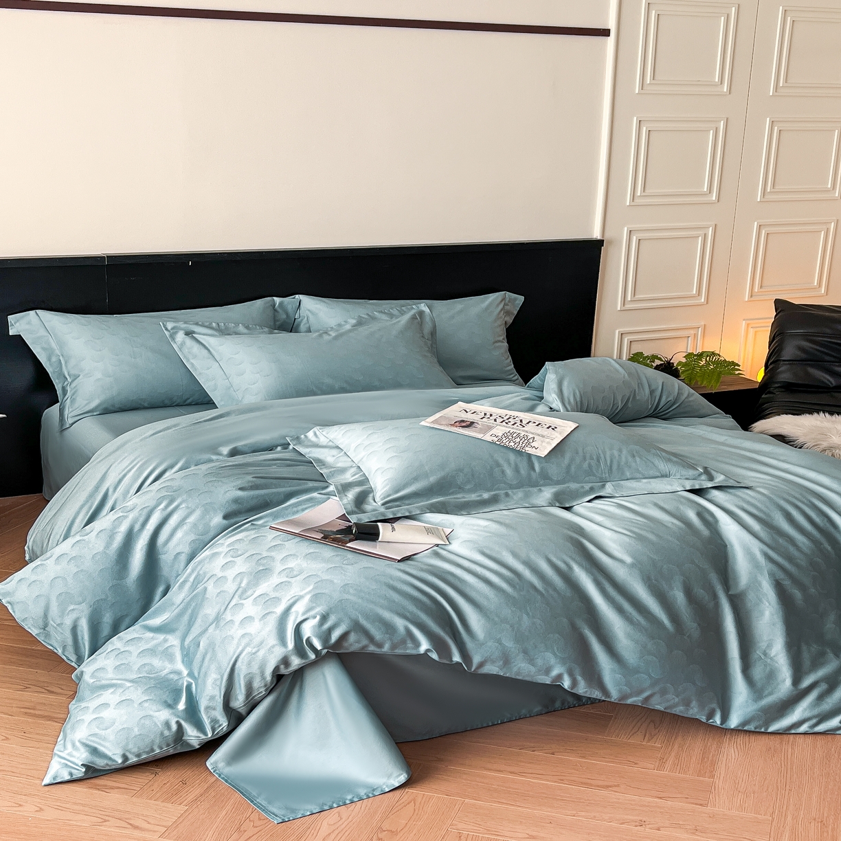 91家纺网 家纺一手货源 找家纺 群鹿家访 25年新款长绒棉简约款四件套 欢乐颂